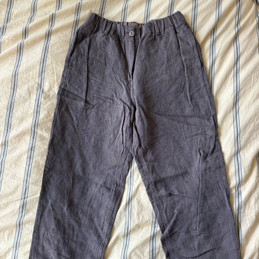 Poetry Dark Gray Relaxed Linen-Blend Trousers